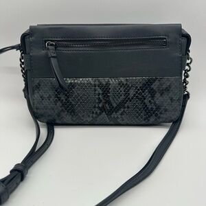 Simply Vera Vera Wang Black Snake-Textured Crossbody Bag